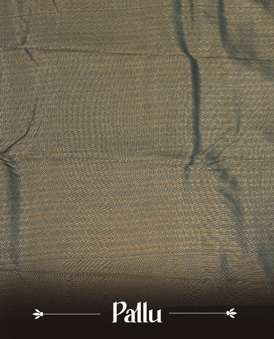 Teal colour semi soft silk saree featuring gold zari floral motifs on across body, self colour border with traditional gold zari pattern, pallu and paired with matching blouse.