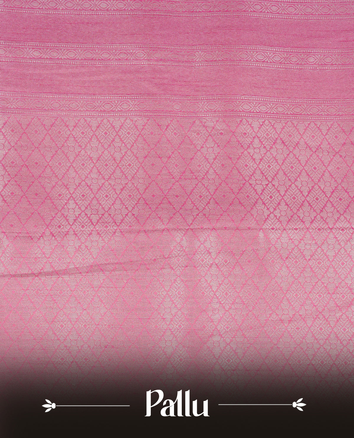 Onion pink colour softie silk saree featuring silvar zari, rich pallu floral pattern brocade body, with contrasting self colour border.paired with matching blouse piece.