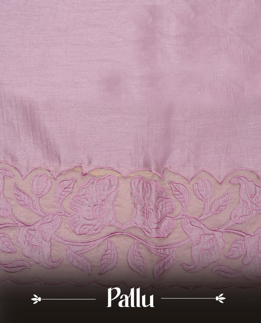 Pastel Purple colour Tussar Designer saree.