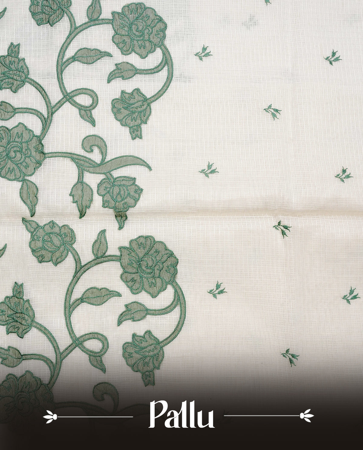 Cream with Green colour Net Kota Designer saree.