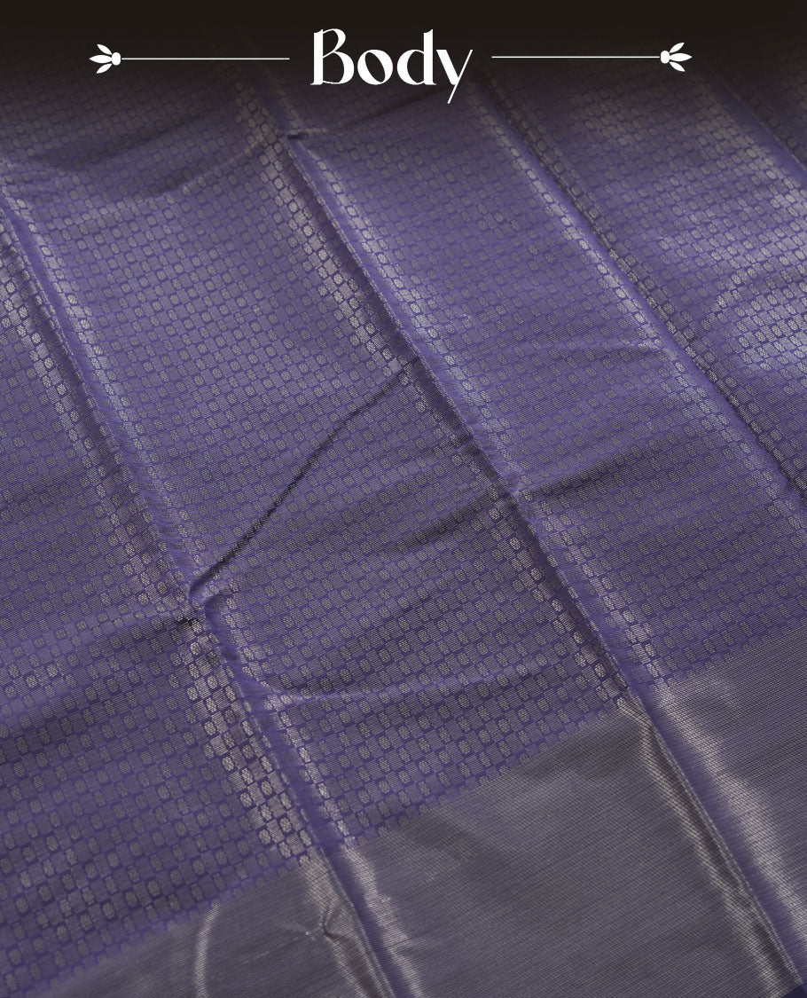 Navy blue colour semi silk saree featuring neem zari Brocade Pattern all over the body, complemented by a Self Colour woven border with detailing, Pallu & blouse.