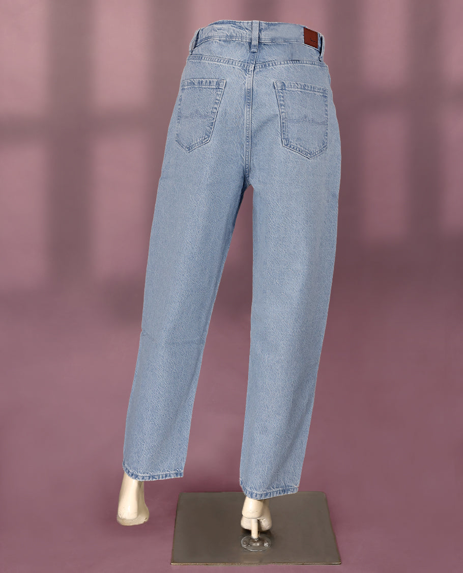 Faded Light Blue colour, high-quality PEPE high-rise jeans for women.