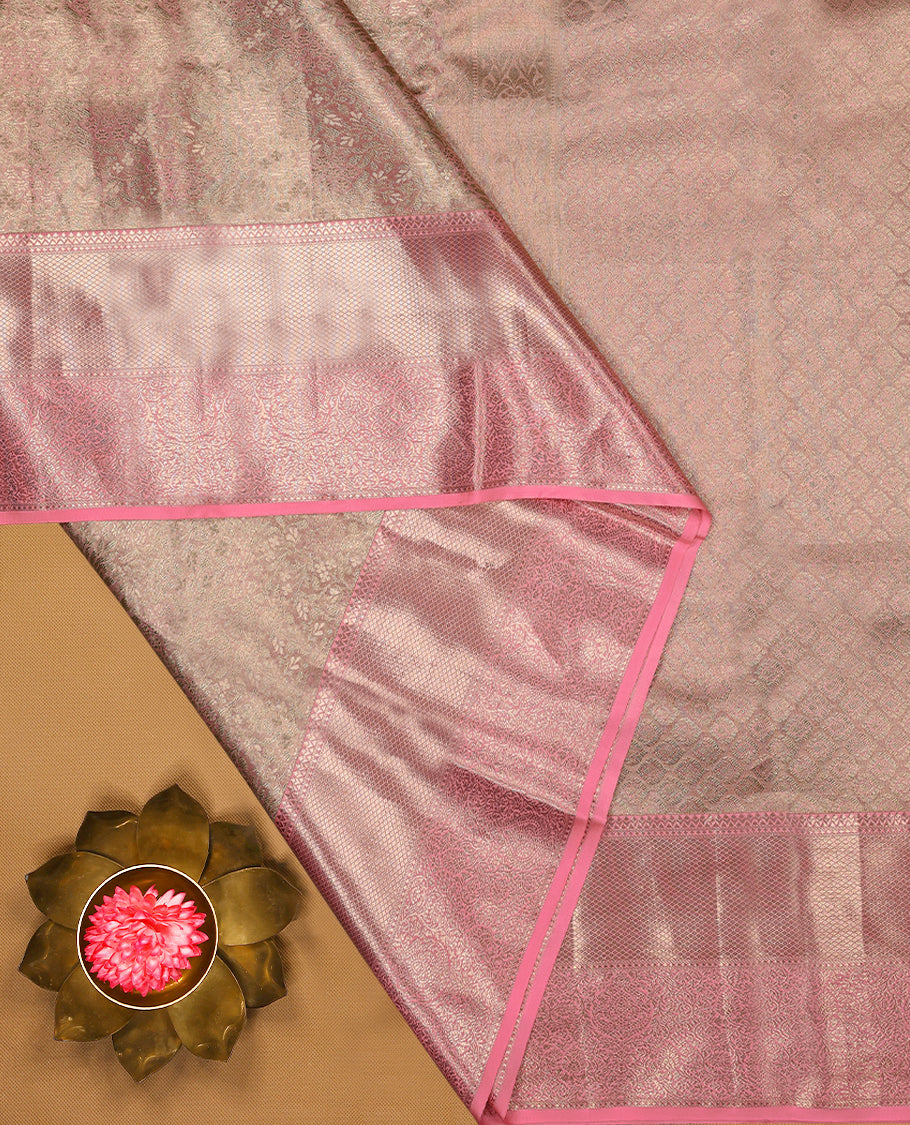 Light Pink Colour Pure Tissue Wedding Saree having Zari Jaal Body with Self Colour Brocade Border and Blouse