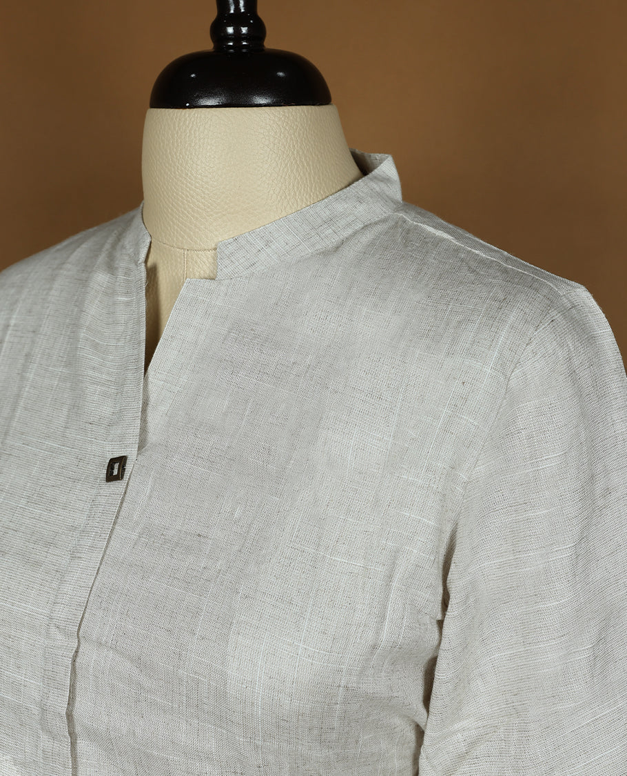Light Beige Colour Readymade Short Kurti For Women with 2/4th Sleeves