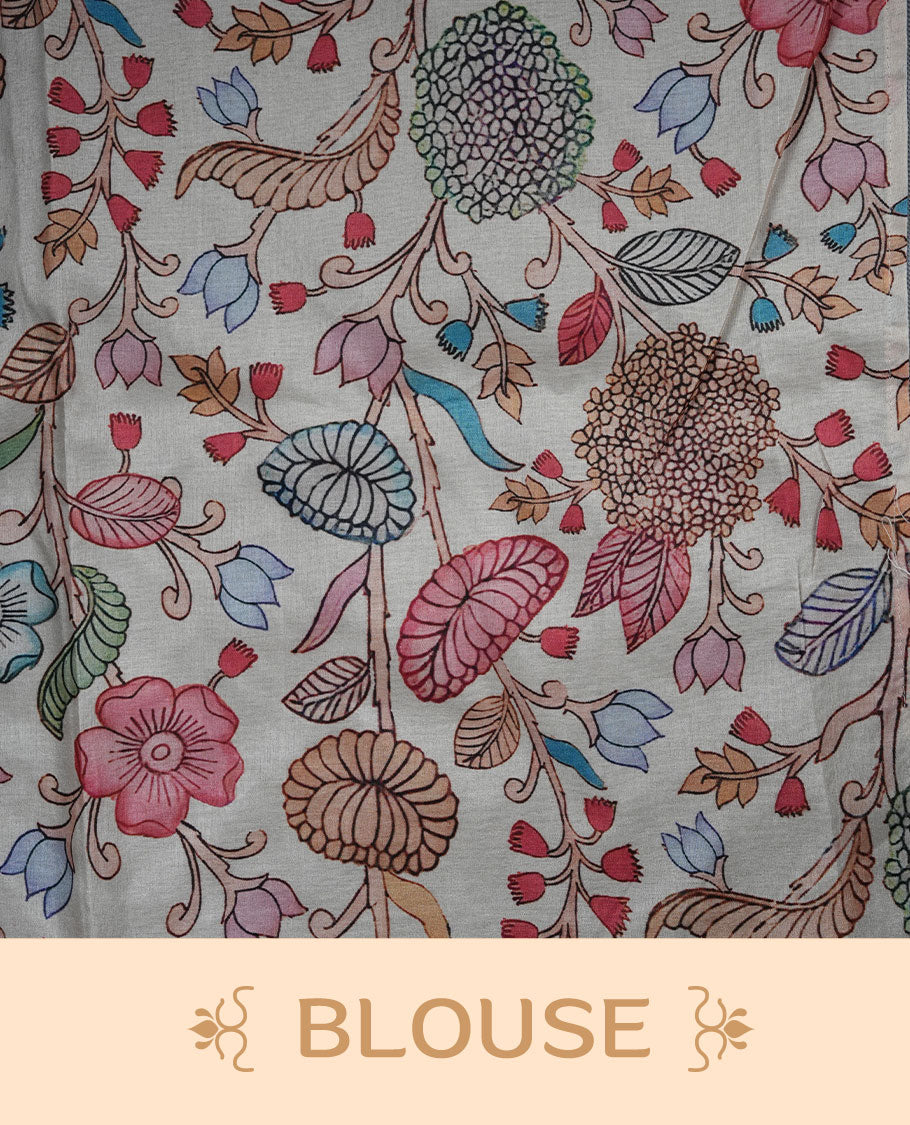 Mint green colour organza saree with multicolour thread embroidery on the pallu and fine border detailing, paired with a matching blouse.