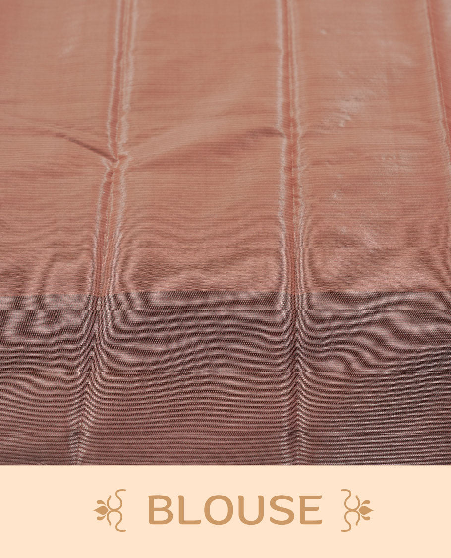 Amber brown colour semi silk saree featuring neem zari Brocade Pattern all over the body, complemented by a Self Colour woven border with detailing, Pallu & blouse.