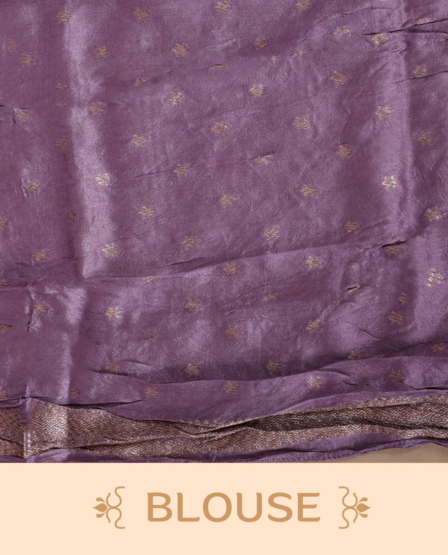 Dark Lavender colour Banarasi Bandhani silk saree featuring with intricate Banarasi motifs on body, complemented by antique zari woven border and grand pallu, paired with matching  blouse