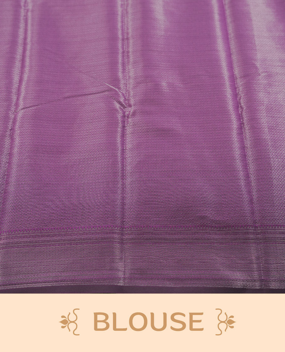 Deep Violet colour semi silk saree featuring neem zari Brocade geometric Pattern all over the body, complemented by a Self Colour woven border with detailing, Pallu & blouse.