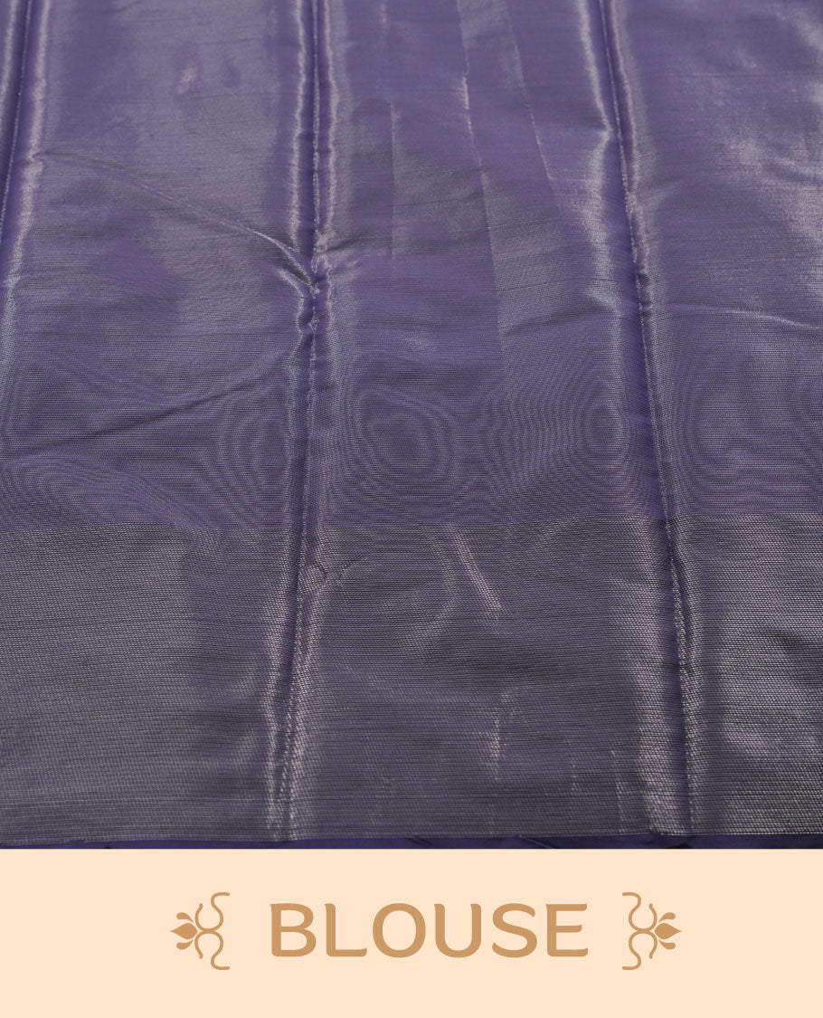 Navy blue colour semi silk saree featuring neem zari Brocade Pattern all over the body, complemented by a Self Colour woven border with detailing, Pallu & blouse.