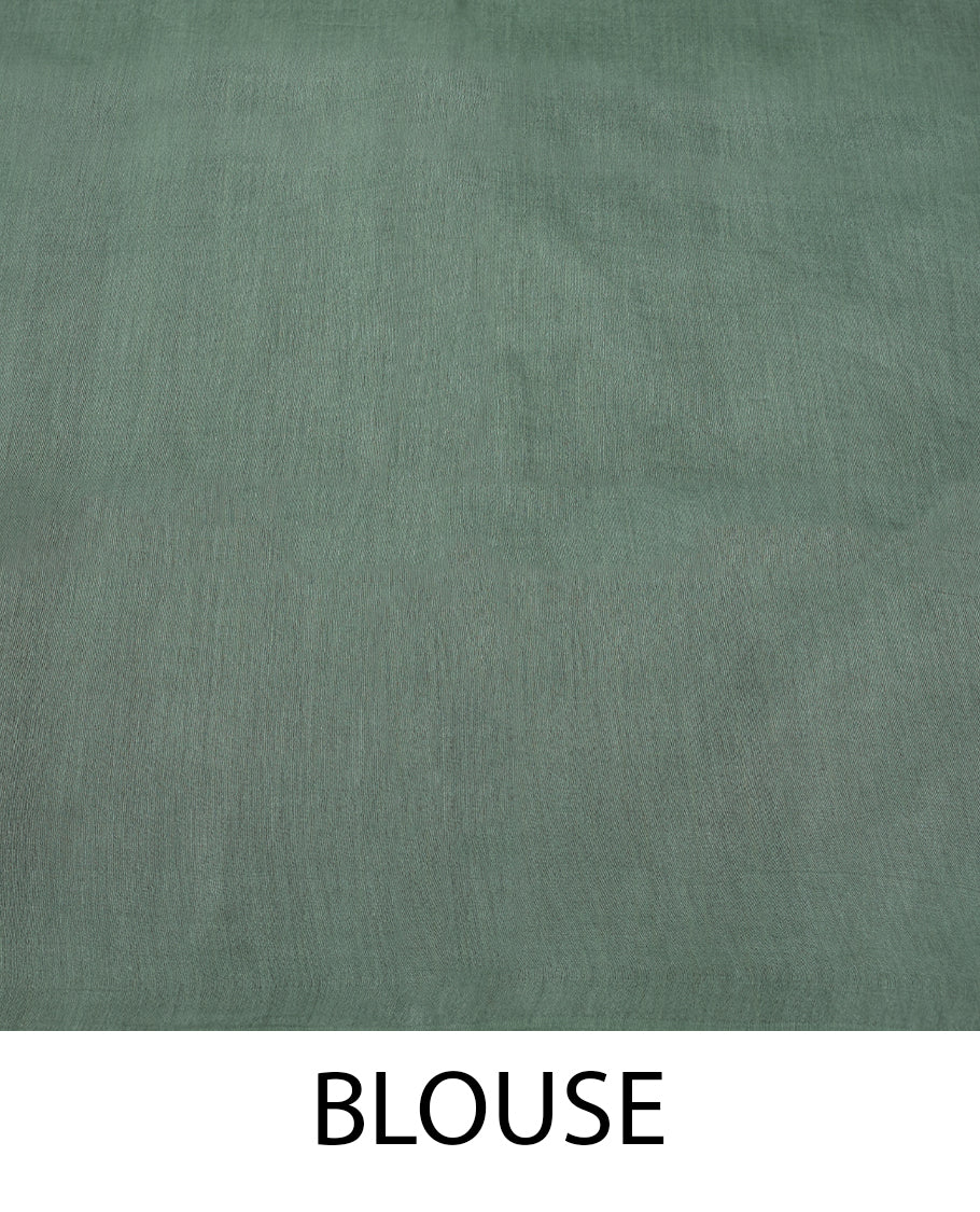 Pastel Green Colour Semi Jute Saree having Thread work in Body with Self Coloured Pallu and Blouse