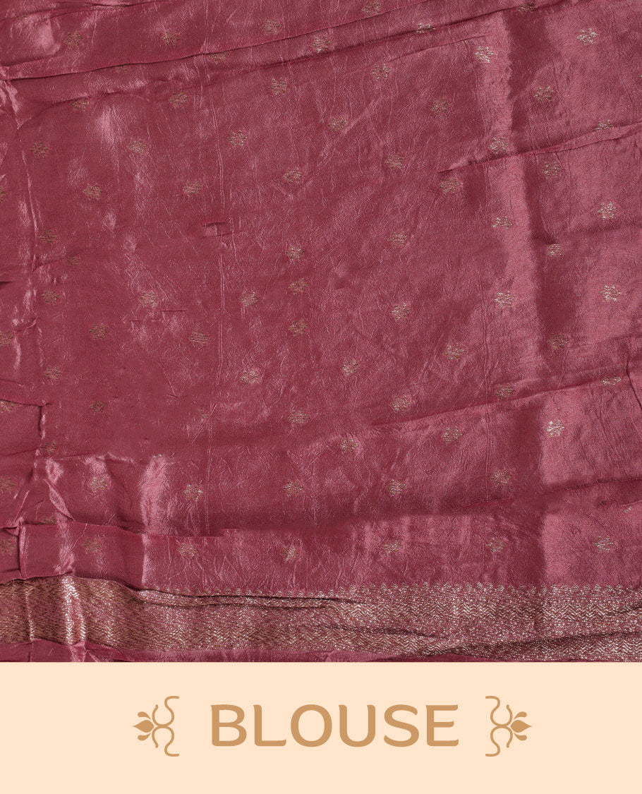 Dark Dusty Pink colour Banarasi Bandhani silk saree featuring with intricate Banarasi motifs on body, complemented by antique zari woven border and grand pallu, paired with matching  blouse