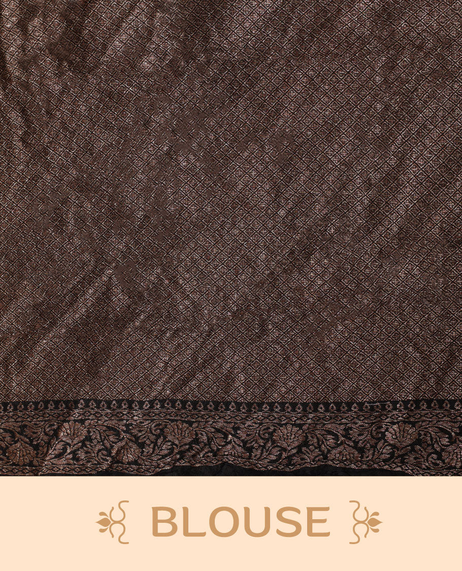 Black colour Banarasi Bandhani silk saree featuring with intricate Banarasi motifs on body, complemented by antique zari woven border and grand pallu, paired with matching  blouse