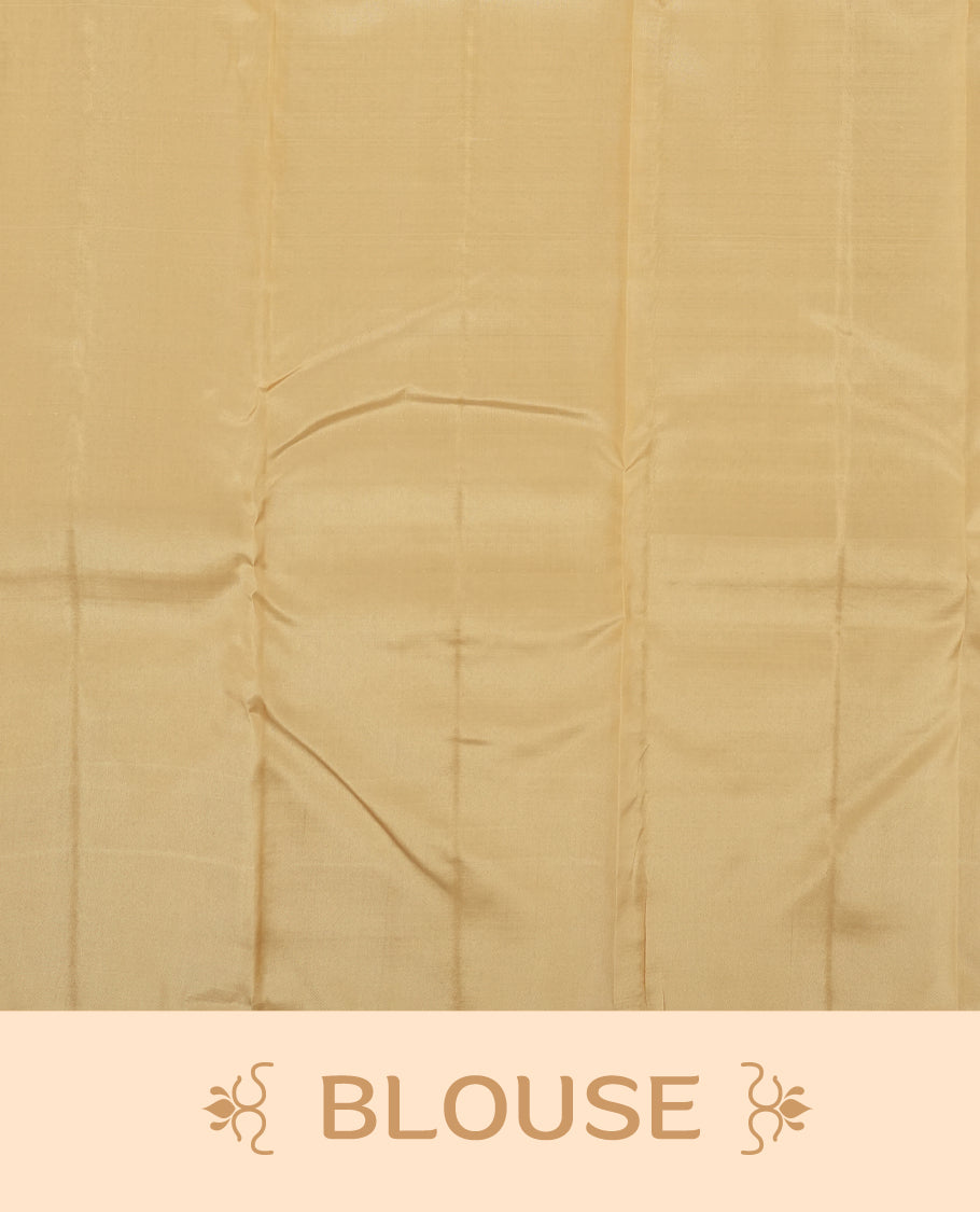 Wheat colour semi soft silk saree featuring a self coloured textured patterned body, complemented by self coloured pattern on pallu & border and a matching blouse piece.