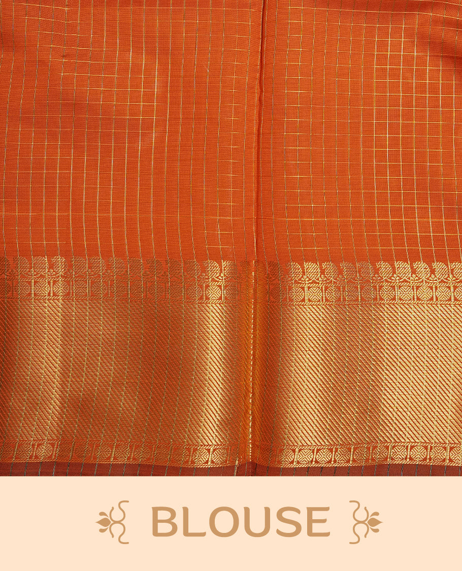 Burnt orange colour semi silk saree