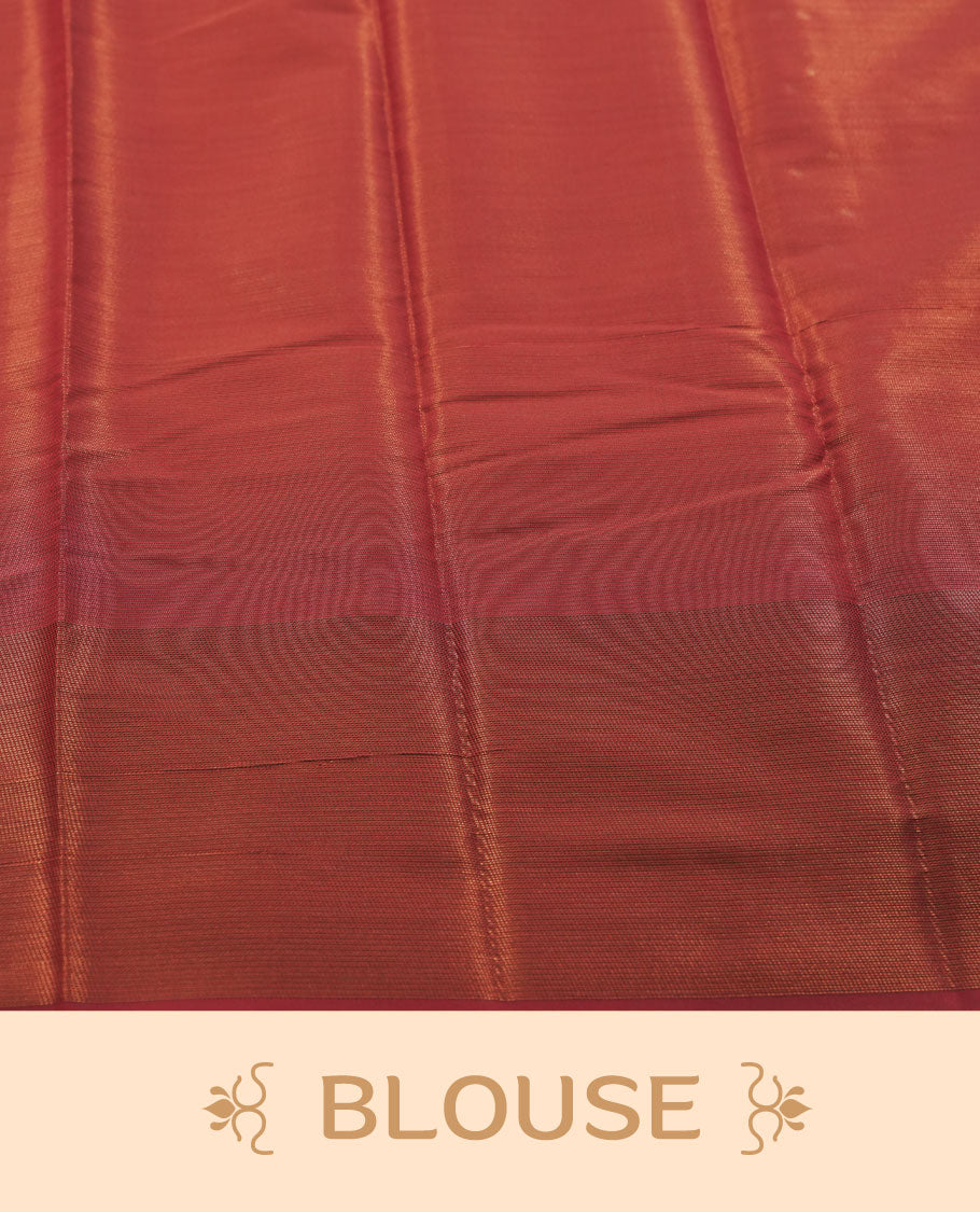 Deep aqua blue colour semi silk saree featuring neem zari Brocade Pattern all over the body, complemented by a Self Colour woven border with detailing with contrast Maroon Colour Pallu & blouse.