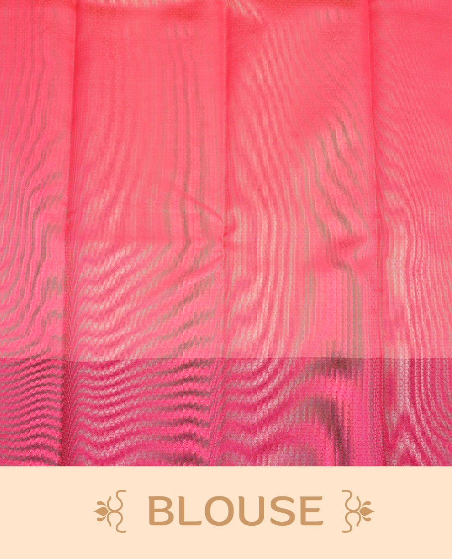 Off White  Colour Semi Silk Saree Featuring   Rani Pink thread buttas On Body, Highlighted  by contrast border with Mango motifs, paired with matching blouse piece.