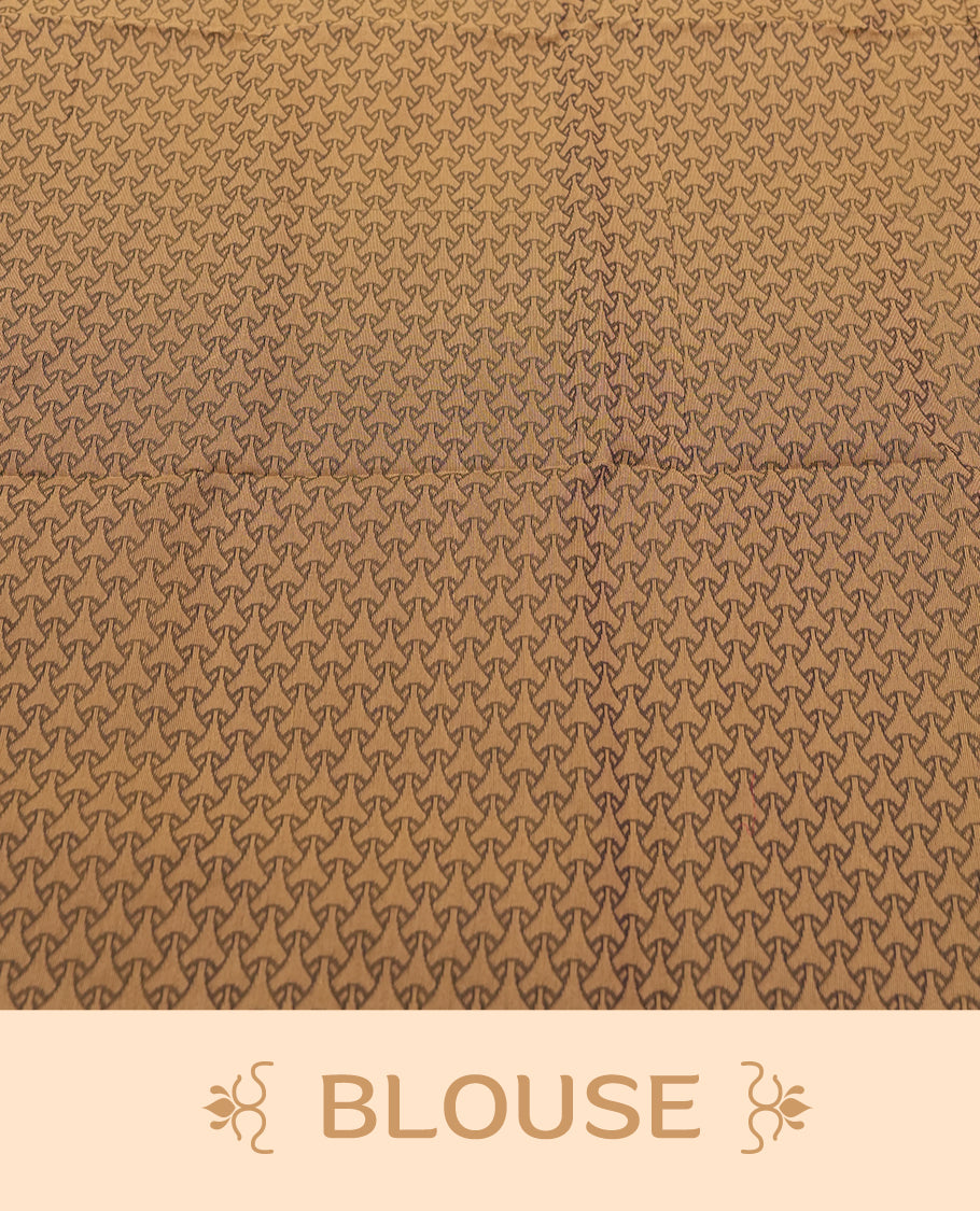 Navy Blue and Yellow Double Shade Colour Silk Cotton Saree with Cream Leaf Butta Body, Contrasting Cream Zari Pallu & Border, Floral Motifs, and Matching Woven Blouse Piece.