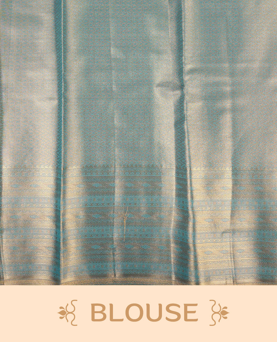 Light blue & Gold colour Double shade Semi tissue silk saree featuring self color kodi pattern on body, self colour with Fancy border, paired with matching.