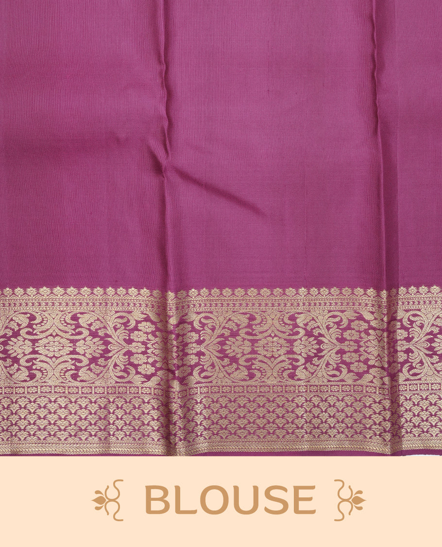 Wine colour Pure wedding silk saree featuring Gold zari Check with motifs on body, complemented by self colour with traditional border, comes with matching blouse piece.