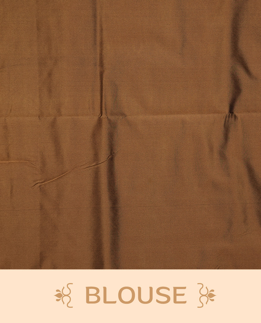 Deep plum colour soft silk saree featuring Antique zari motifs on body with Highlighting contrast Mustard colour pallu and paired with matching blouse piece.