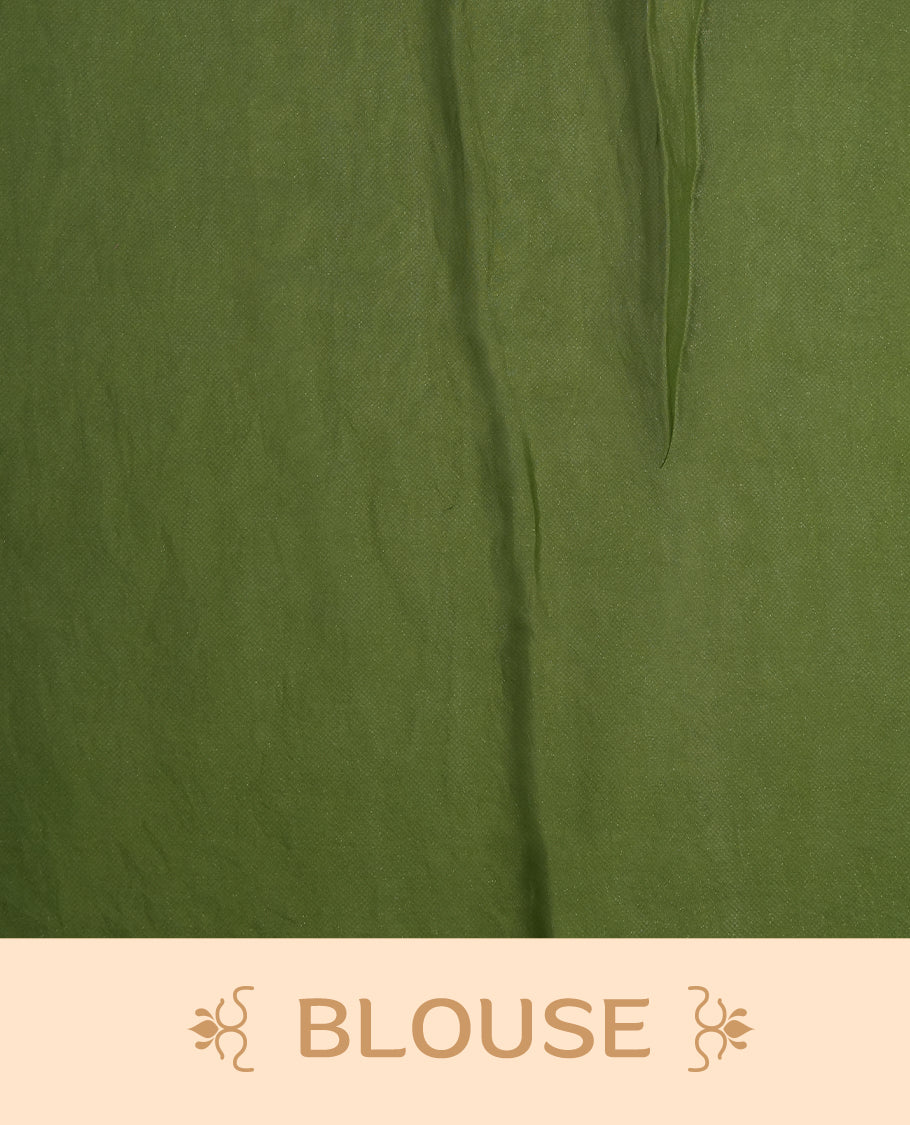 Green Colour Soft Shine Fendy Chiffon Saree, with plain body with contrast border, without blouse.