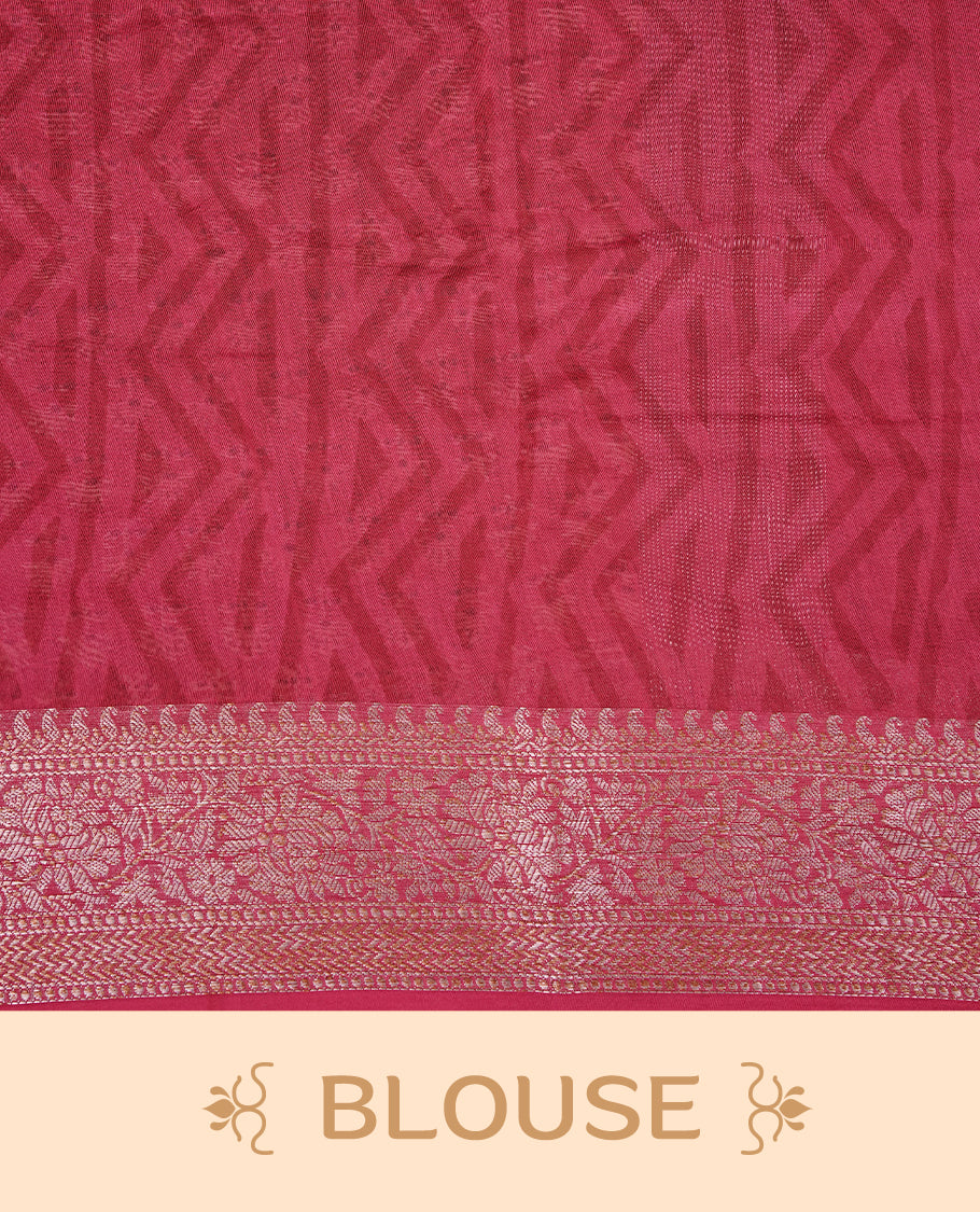 Maroon Colour Chanderi Silk Saree Featuring Floral Print On Body, Complemented by Self Colour with Antique Zari Border, Paired With Matching blouse Piece.