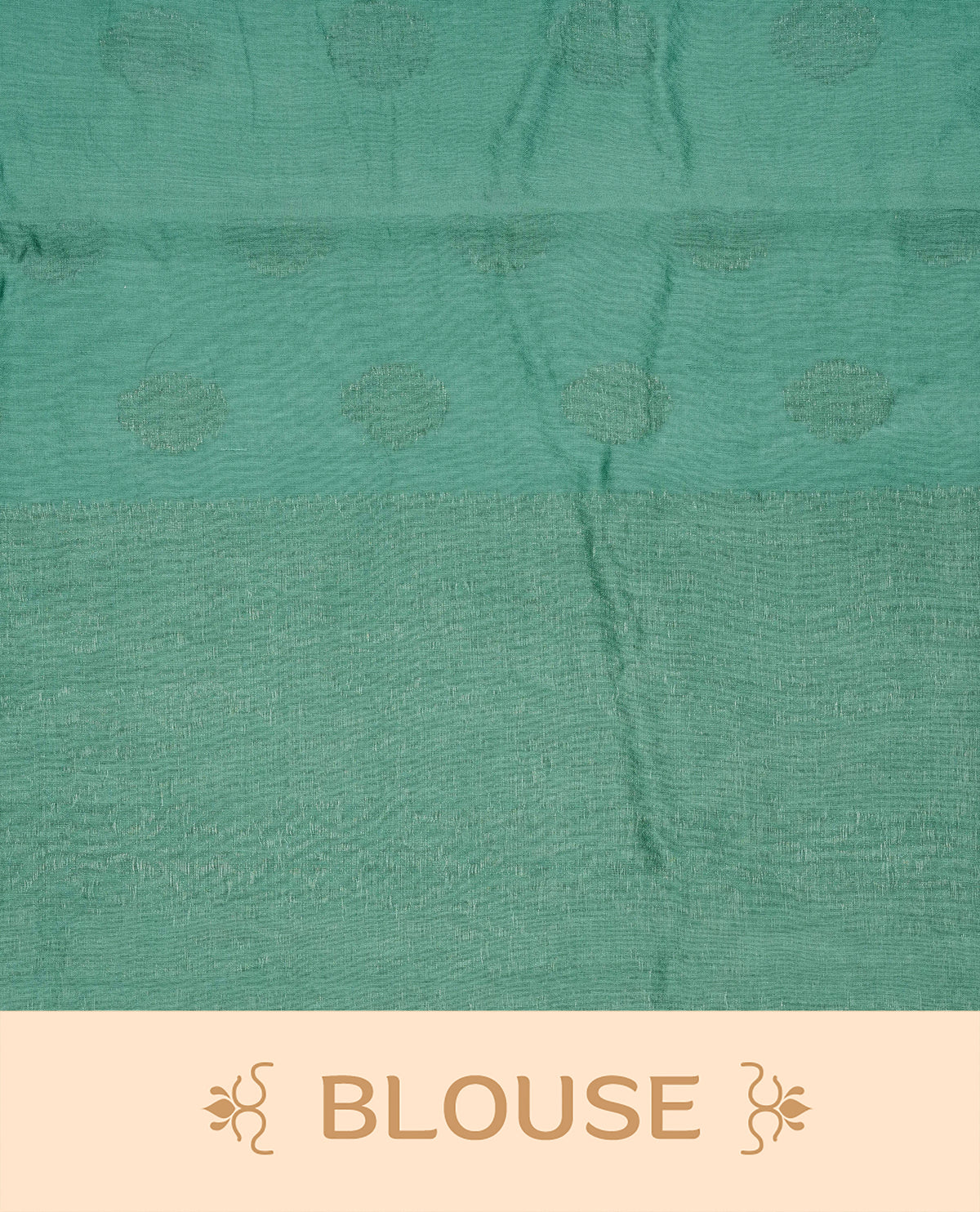 Sea green colour Banaras silk saree featuring gold zari buttas on body, complemented by self colour with zari border, comes with matching blouse piece.
