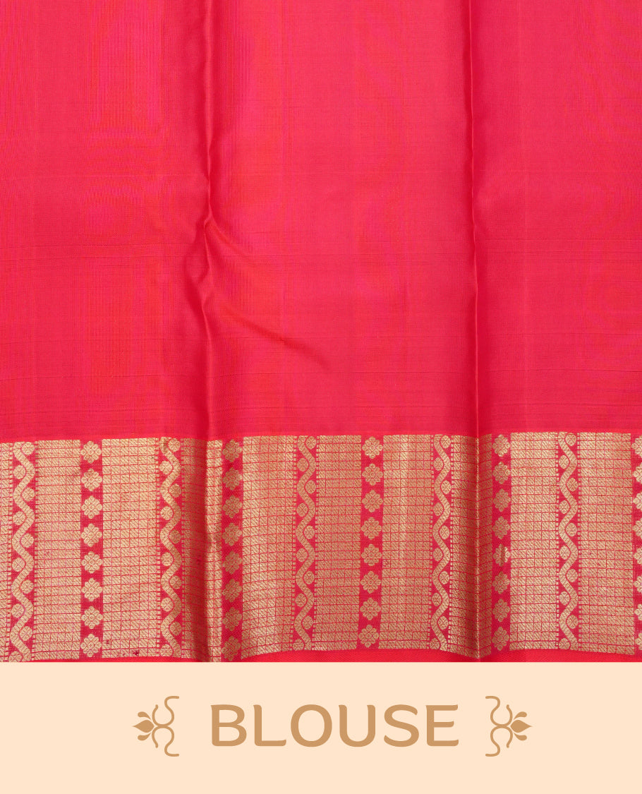 Red colour Pure Wedding silk saree featuring Gold zari box designed pattern on  body, complemented by self colour with traditional border, comes with matching blouse piece.