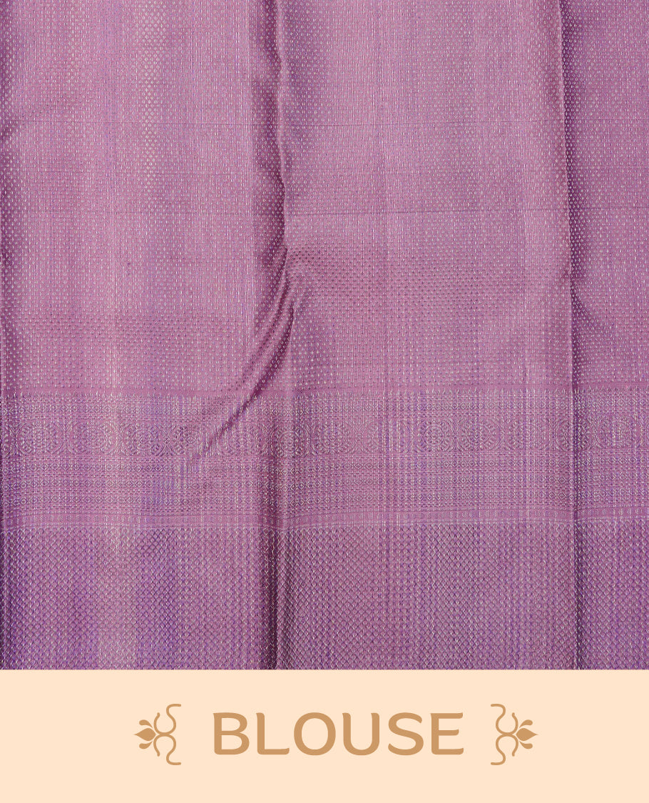Mauve colour pure wedding silk saree featuring antique zari Floral kodi pattern on body, complemented by self colour with traditional border, comes with matching blouse piece.
