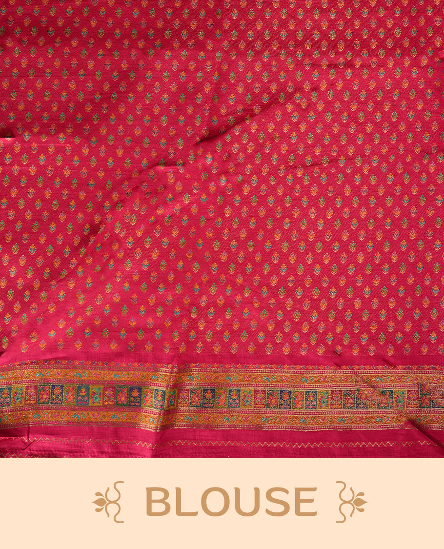 Black colour Pashmina silk saree plain body, framed by an opulent arabesque border and grand storytelling pallu, paired with a matching woven border blouse piece