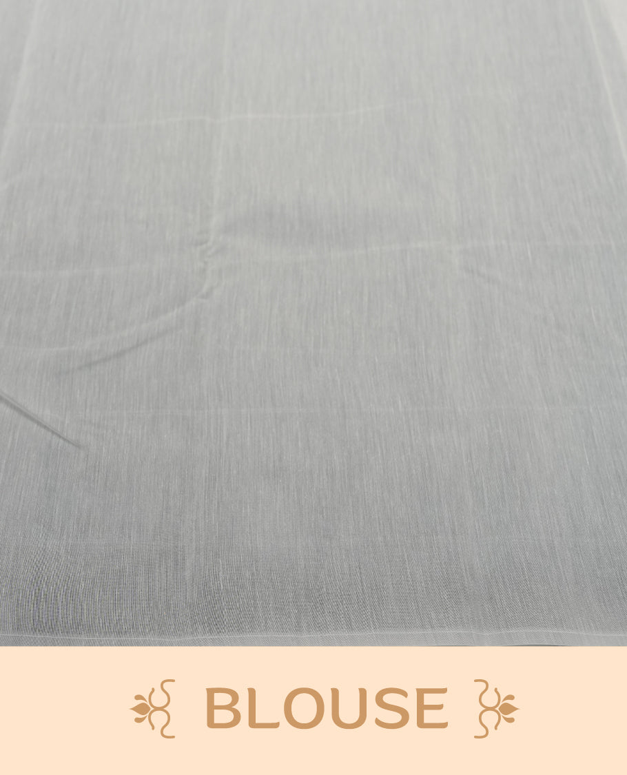 Cream Silk Cotton Saree with Subtle Woven Texture, Plain Unembellished Body, Paired with Matching Plain Blouse Piece