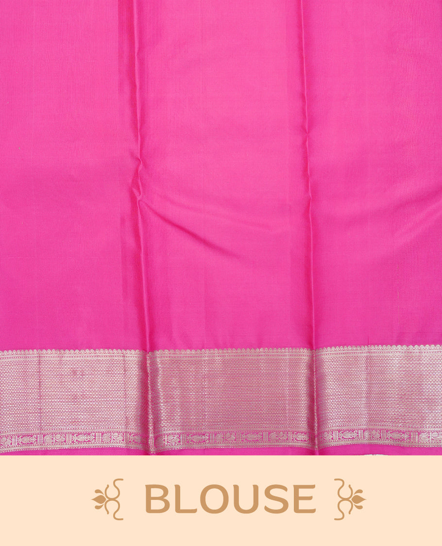 Pink colour Pure Wedding Silk Saree Featuring Gold zari Designed strips on body, complemented by self colour with traditional border, comes with matching blouse piece.