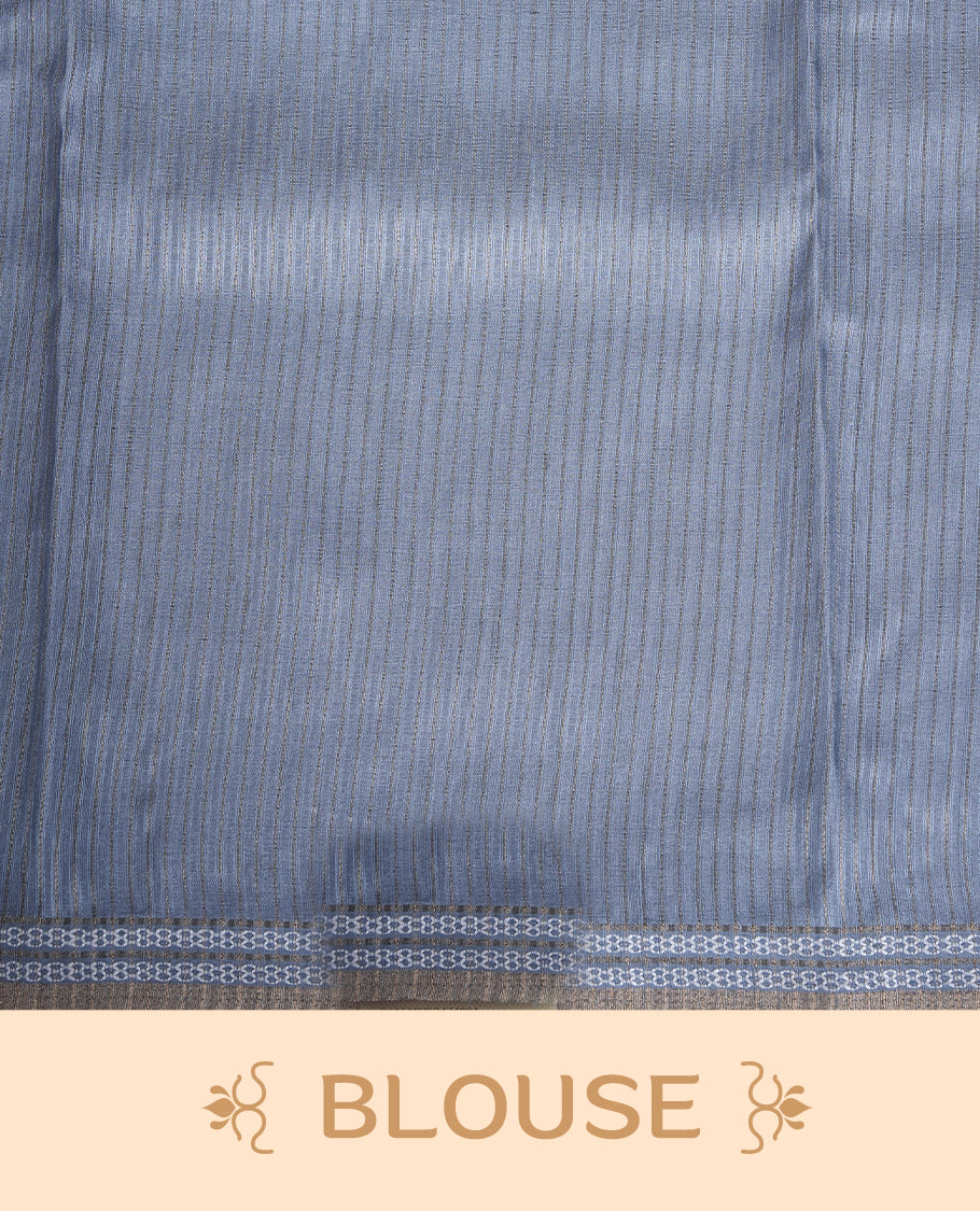 Dark Green colour semi tussar silk saree featuring an abstract floral printed body with a rich self border and tasselled pallu, paired with a matching blouse.