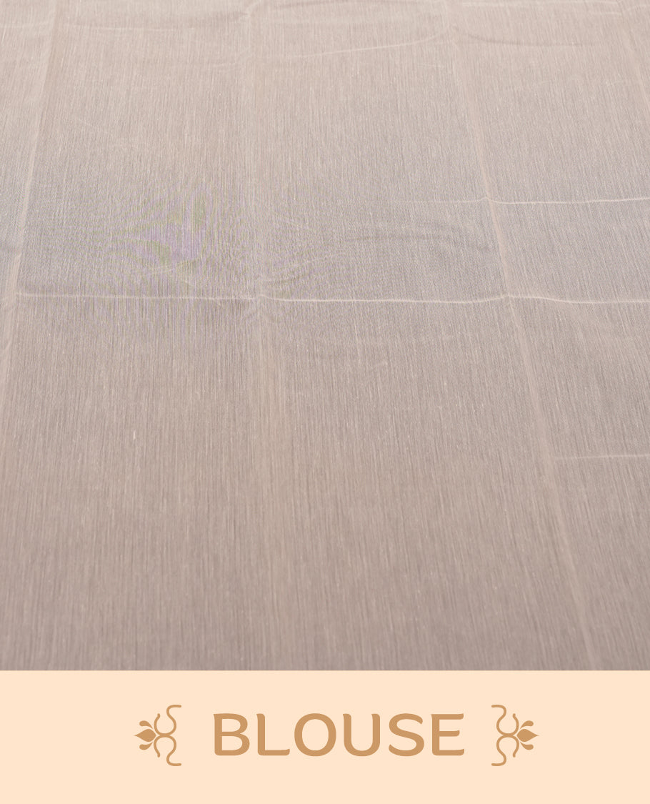 Beige Colour Silk Cotton Saree with Pink and Grey Arrow Motifs Body, Accented by brown and Pink Geometric Pattern Pallu, Paired with Matching Blouse Piece