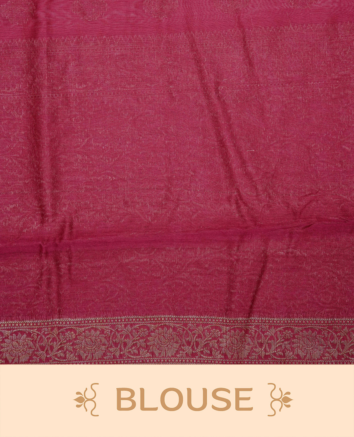 Maroon colour Banaras silk saree featuring gold zari buttas on body, complemented by self colour with zari border, comes with matching blouse piece.