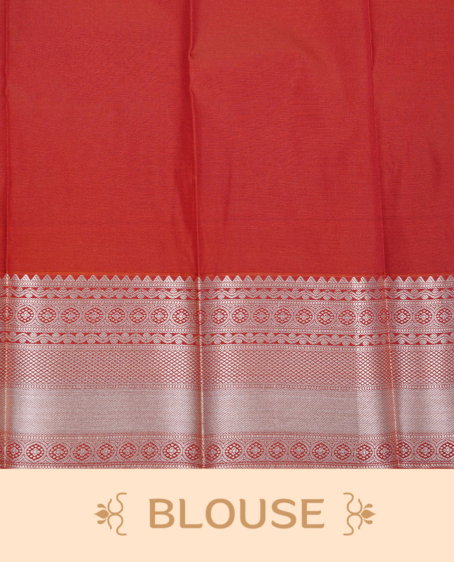 Black colour Semi silk saree Featuring gold zari motifs on body, complemented by Contrast brown colour with gold zari border, paired with matching blouse piece.