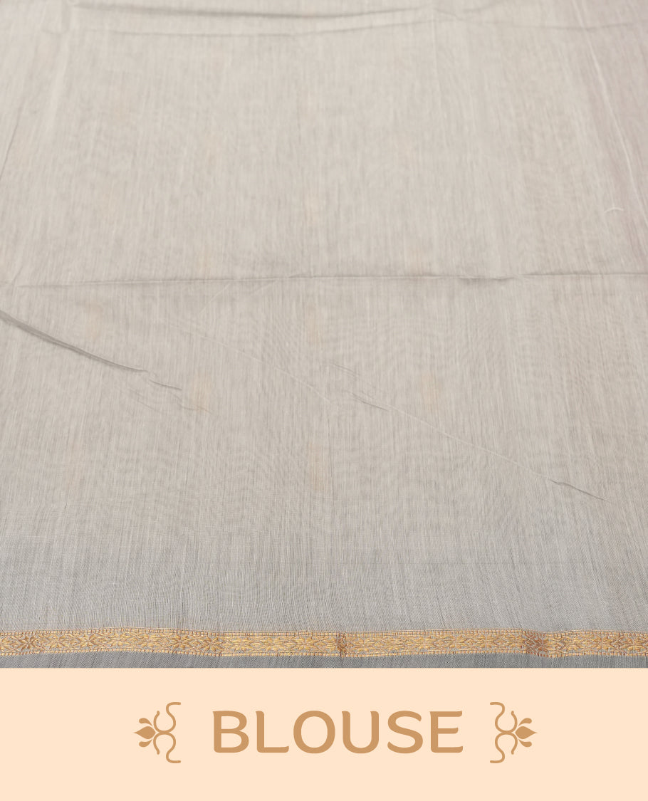 Maroon and pale gold Colour silk cotton saree with zari star buttas, antique gold tissue pallu, slim floral zari borders, and a plain pale gold blouse with matching border.