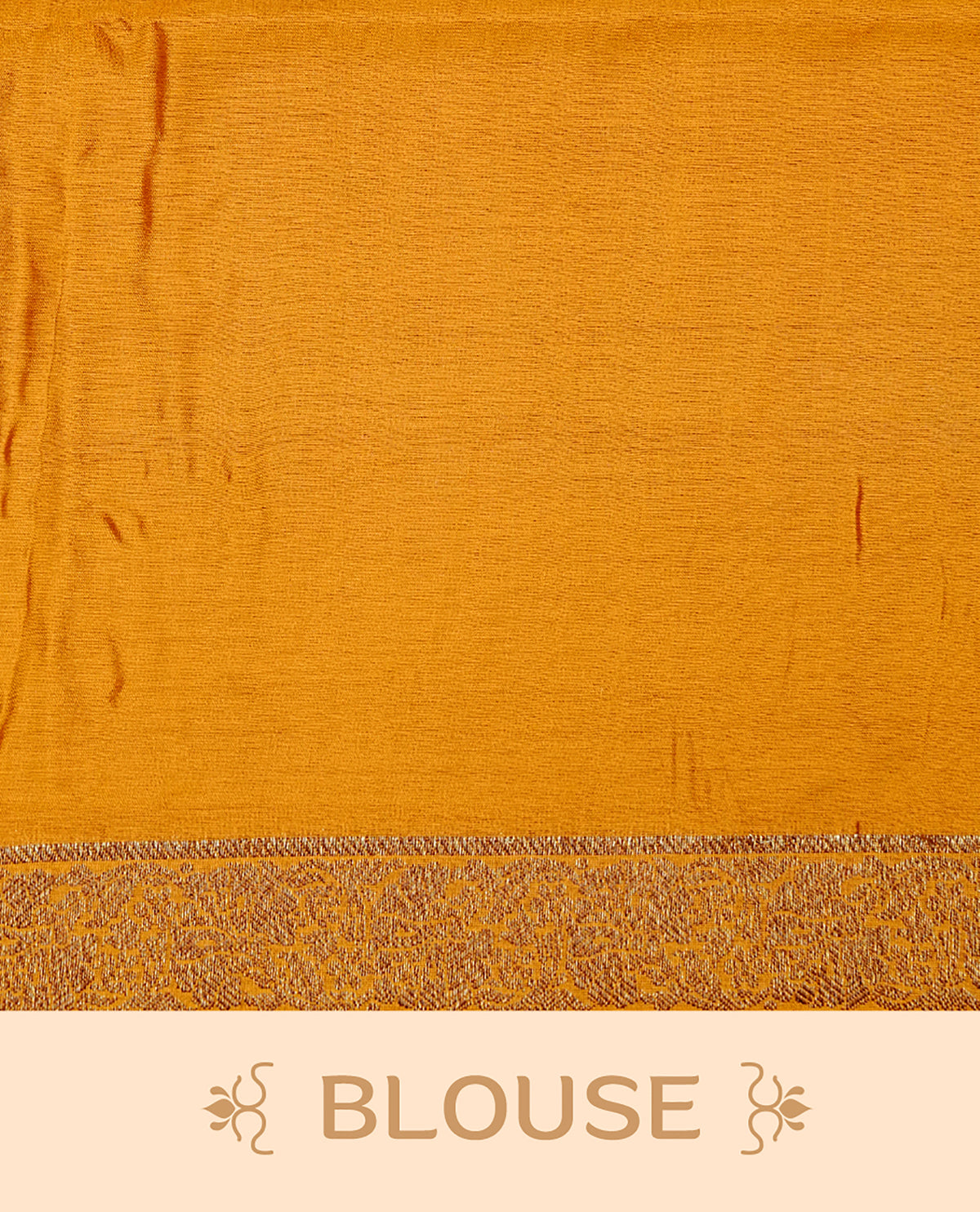 Chocolate colour banaras saree featuring Gold zari buttas on body, complemented by contrast mustard colour with simple zari border, comes with matching blouse piece.