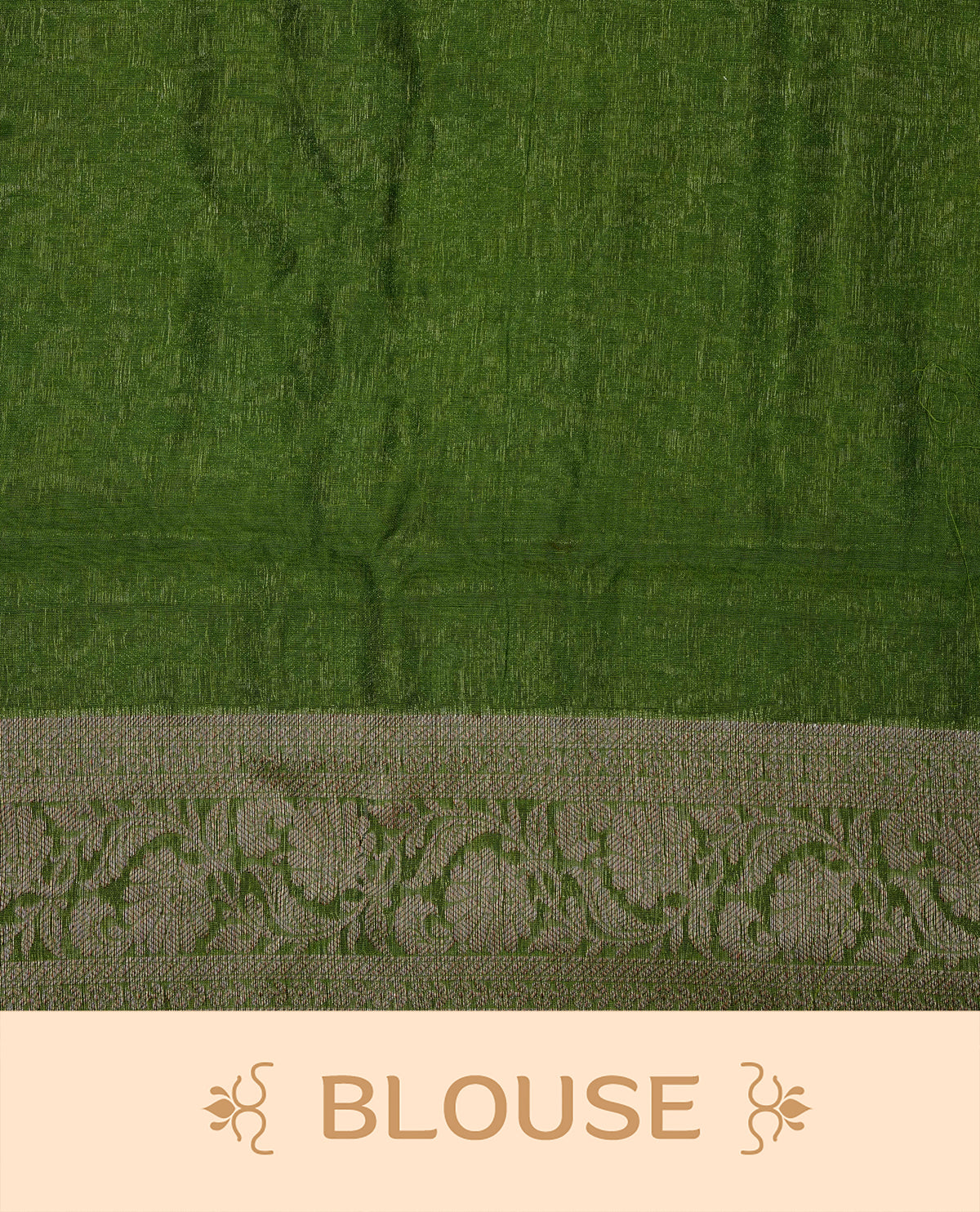 Light green colour Banaras silk saree featuring gold zari Geometric pattern on body, complemented by contrast green colour with zari border, comes with matching blouse piece.