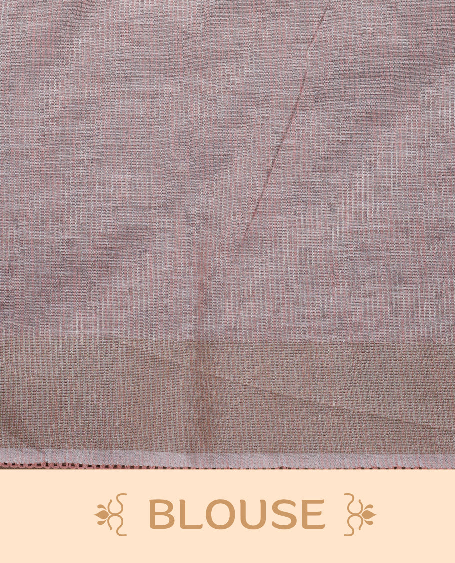 Cream colour cotton linen silk saree featuring Floral  & brids printed pattern on body, golden simple border with Peach colour pallu and comes with a matching blouse