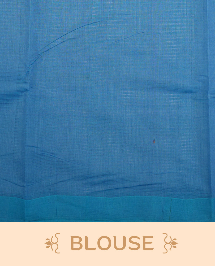 Mangalagiri Cotton saree Featuring  Pochampally Patterned Body , without Border & Contrast  Pallu, Paired With A Matching Blouse Piece