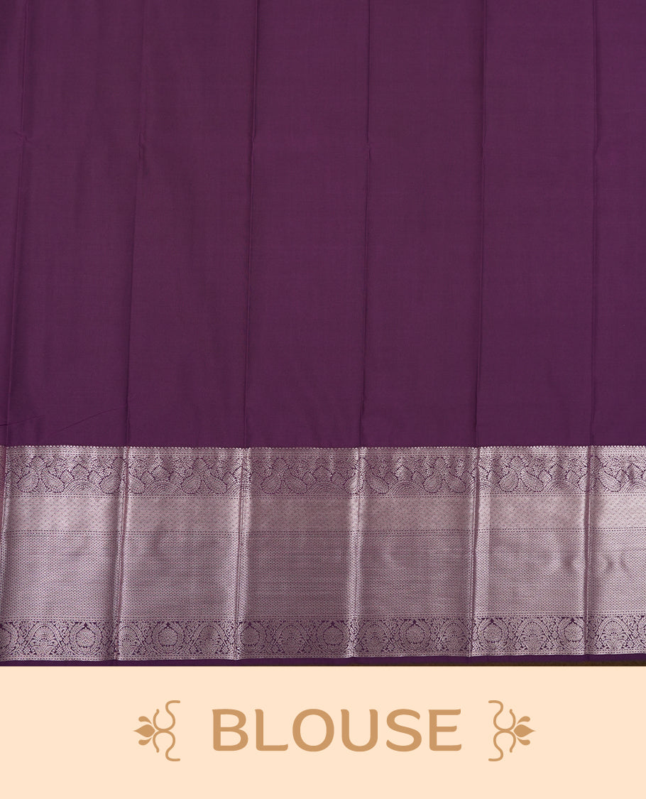 Lime Green Colour Semi Silk Saree with Silver Diagonal Butta Body, Self Coloured Silver Zari Pallu & Border, Paisley Motifs, and Matching Blouse Piece