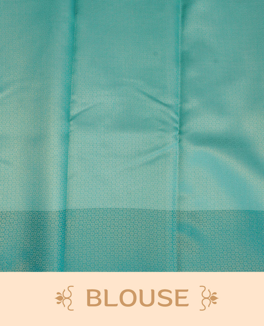 Off White  Colour Semi Silk Saree Featuring  Teal thread buttas On Body, Highlighted  by contrast border with Mango motifs, paired with matching blouse piece.
