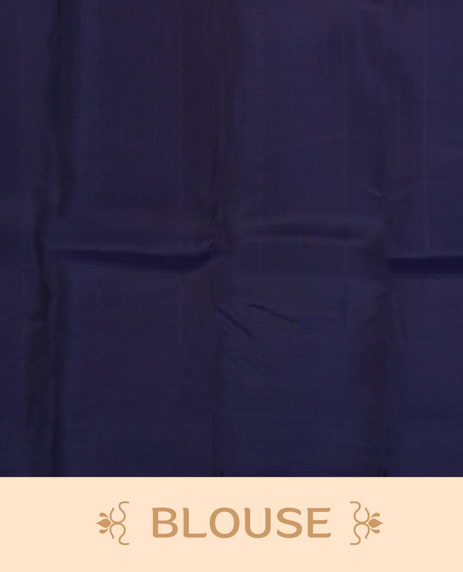 Dark blue colour semi soft silk saree featuring a self coloured textured patterned body, complemented by self coloured tiny diamond motifes on pallu & border and a matching blouse piece.