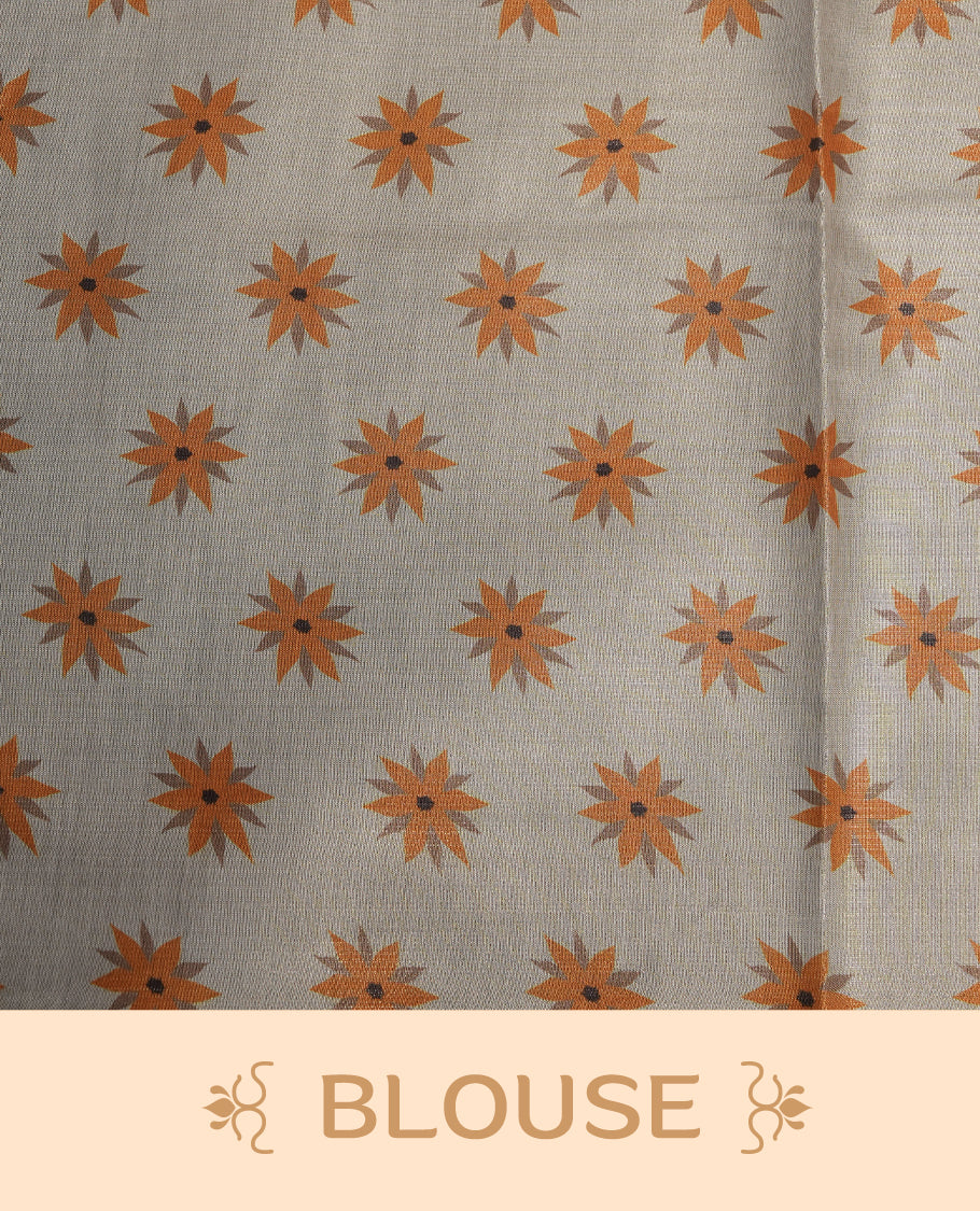 Kerala Tissue saree with Prints and without border with Matching Blouse