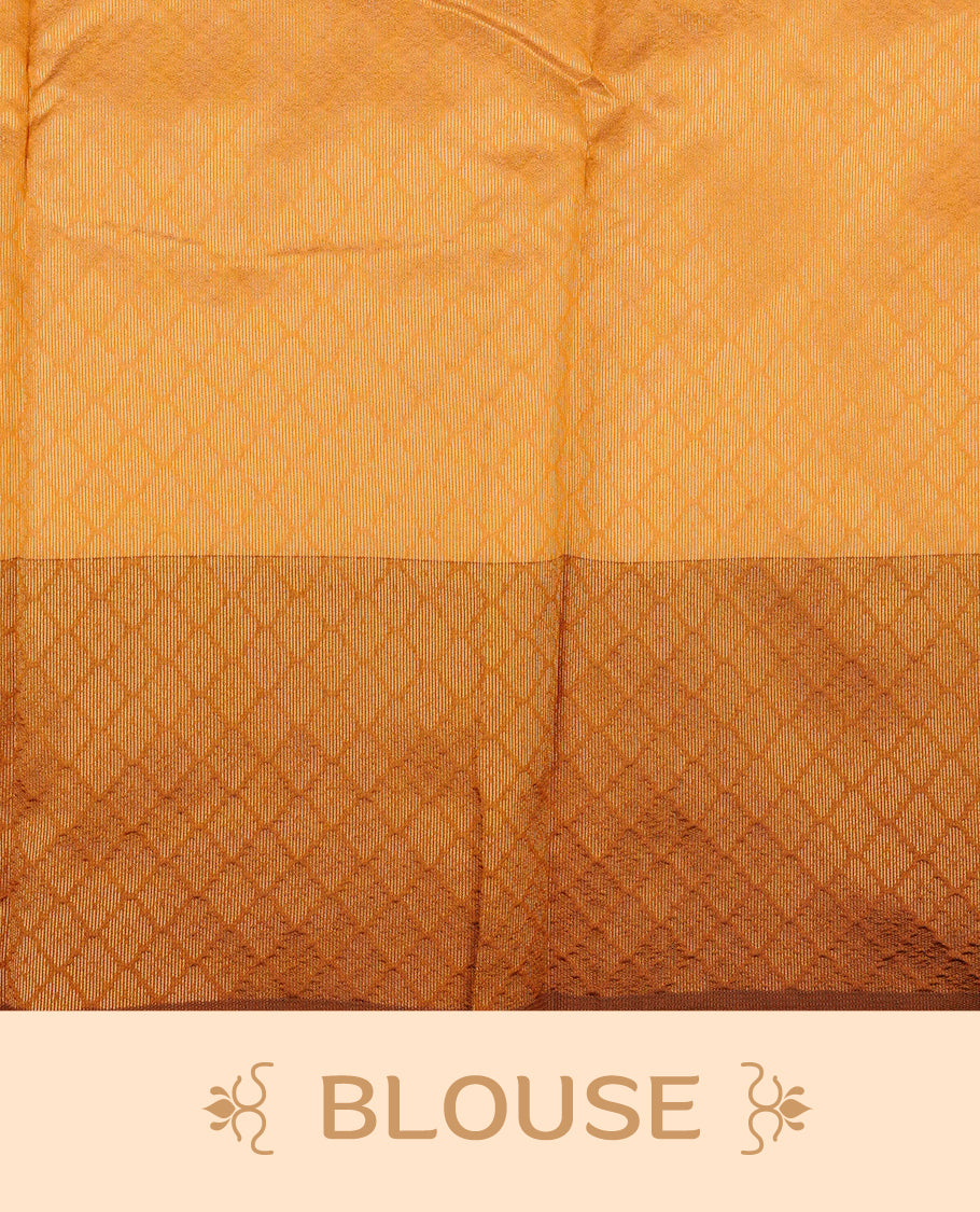 Off White colour soft silk saree with contrast Mustard border.
