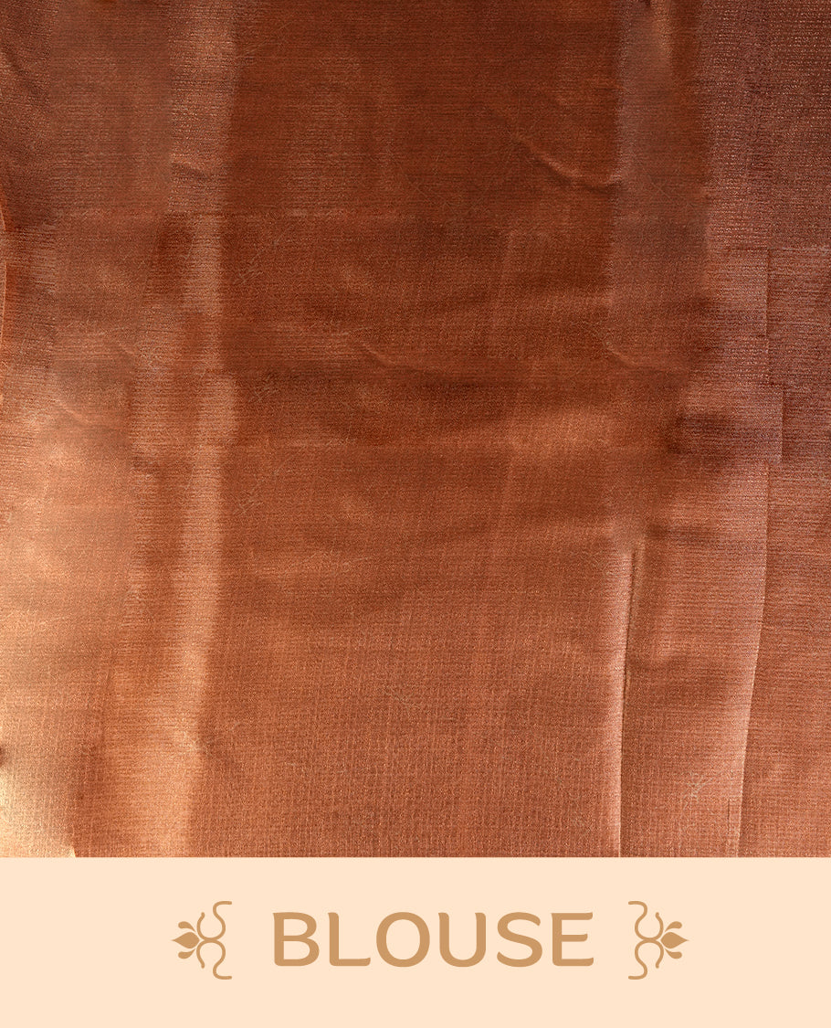 Brown and off white colour saree featuring bold abstract floral patterns, blending contemporary black colour design with ethnic elegance & paired with a matching blouse.