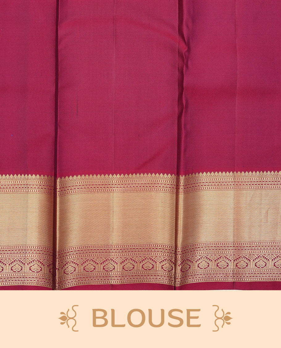 Maroon colour pure wedding silk saree featuring gold zari Box with Motifs on body, complemented by self colour with traditional border, comes with matching blouse piece.