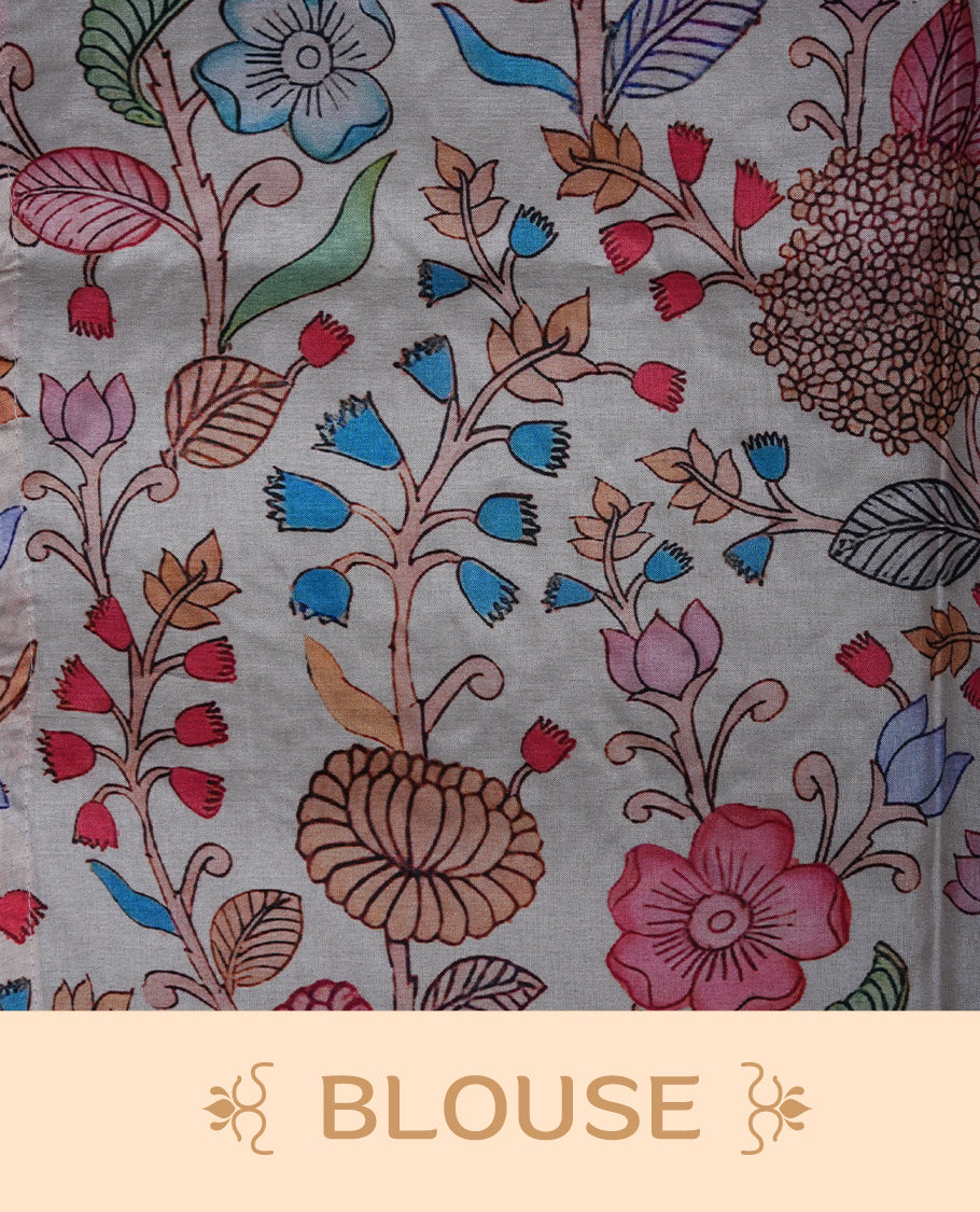 Lavender colour organza saree with multicolour thread embroidery on the pallu and fine border detailing, paired with a matching blouse. (Copy)