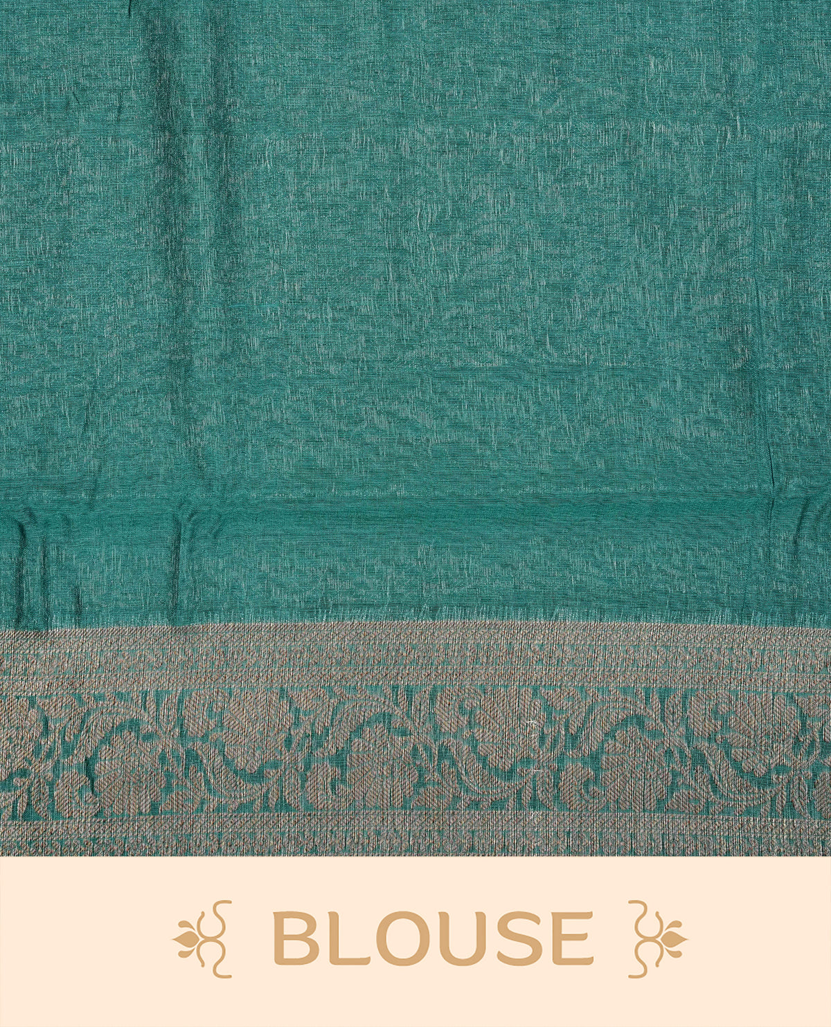 Blue colour Banaras silk saree featuring gold zari Geometric pattern on body, complemented by contrast Teal colour with zari border, comes with matching blouse piece.